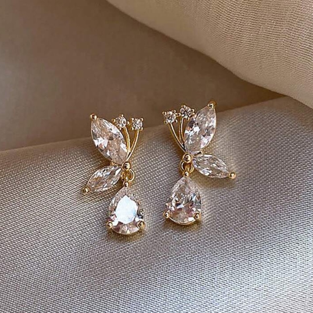 Butterfly Earrings Waterdrop Style Gold Color